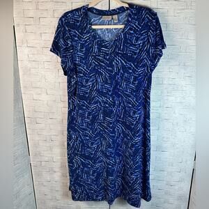 Chico's Womens Dress Midi Navy & blue wrinkle free casual travel summer